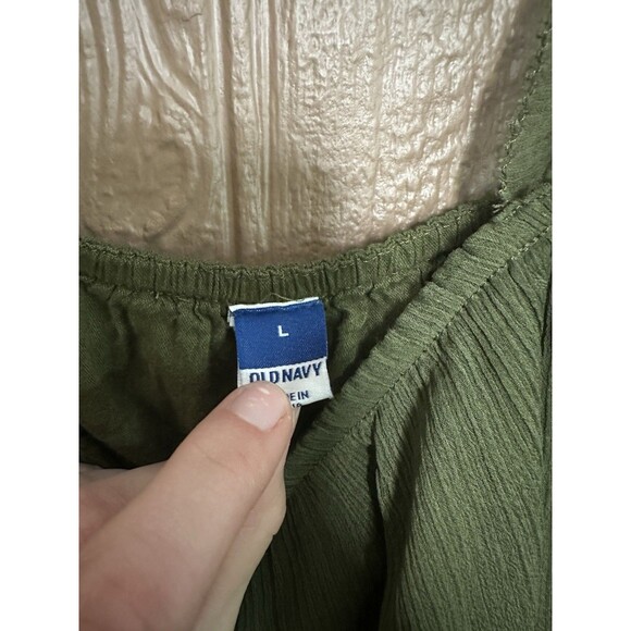 Old Navy Olive Green Ruffle Strap Tiered Cami Shirt Blouse Womens L - Picture 3 of 5